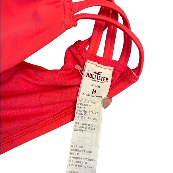 Hollister Womens/Teen red Floral medium racerback bikini top removal pads - Picture 5 of 5